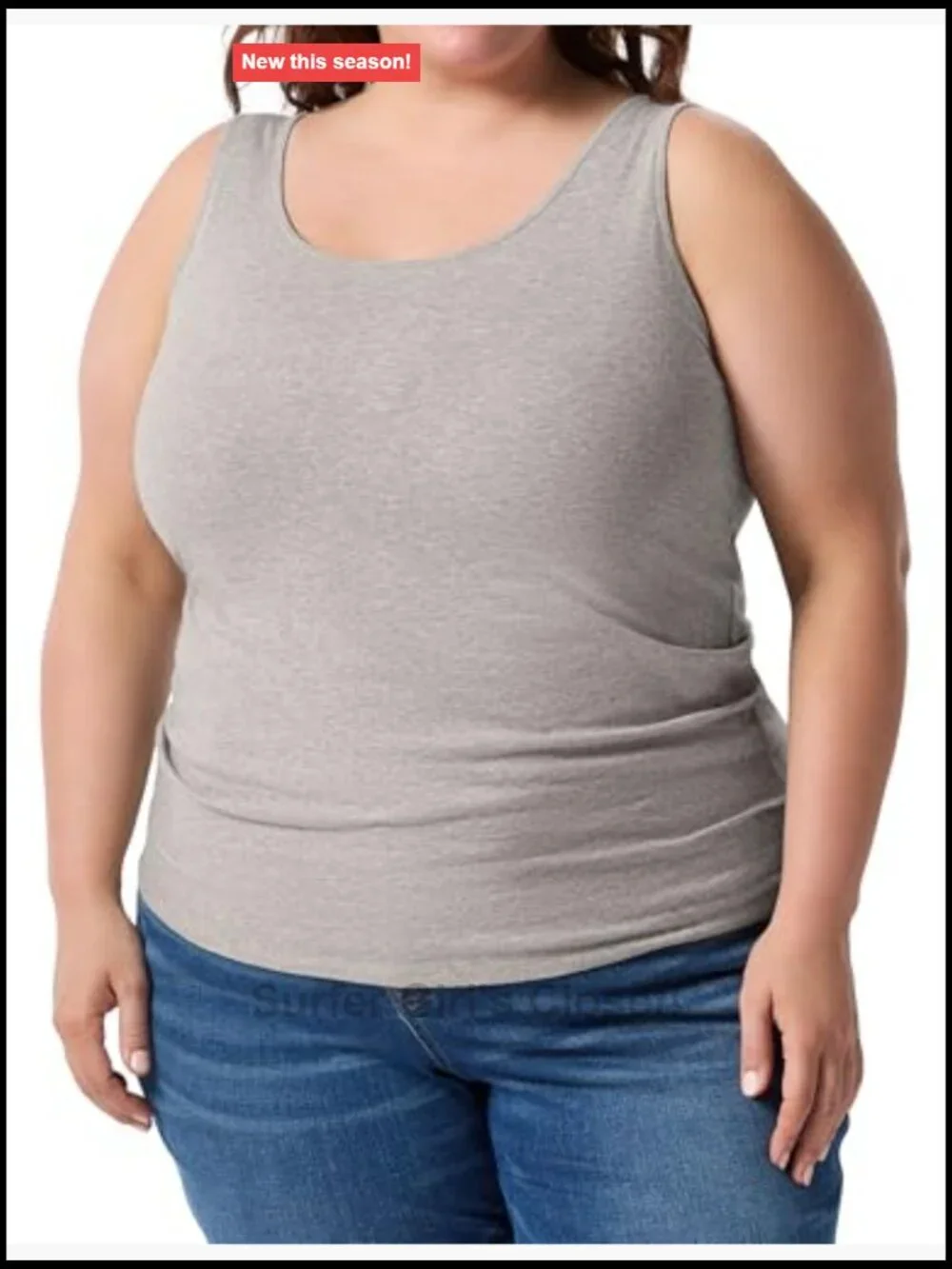 Women's Plus Size Cotton Spandex Tank Top with Built-in Shelf Bra, No-Yank,